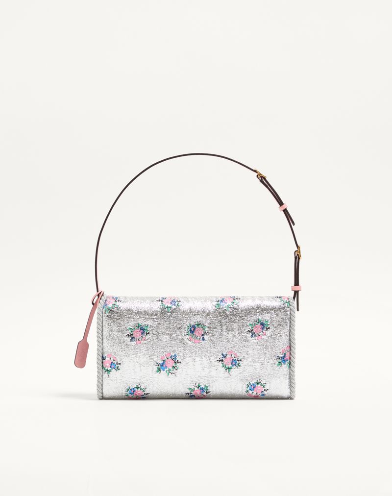 Valentino Garavani Devain lille skuldertaske i blomsterprintet lurex jacquardstof