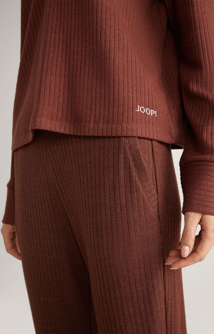 Loungewear Ripp-Longsleeve in Coffee
