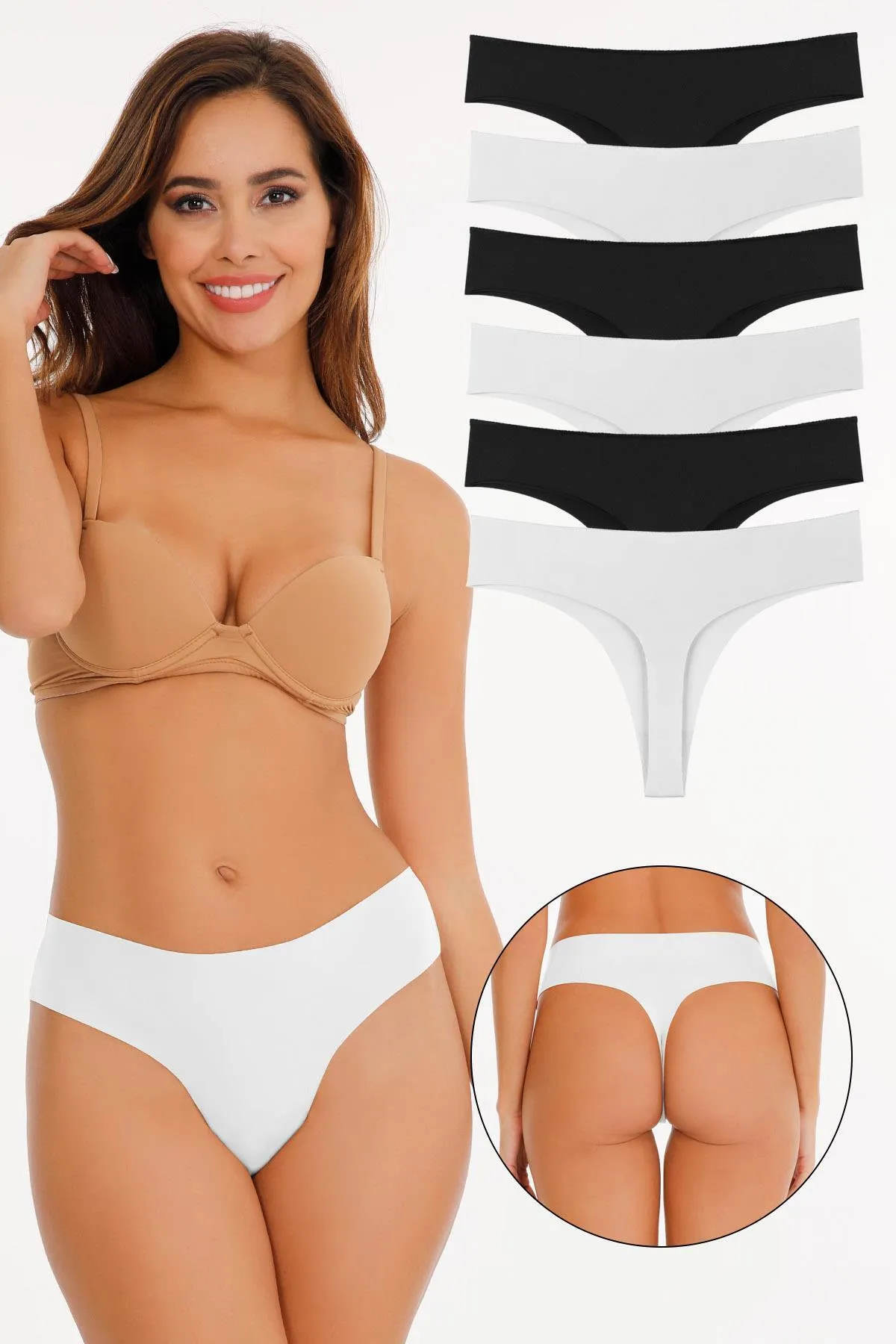Sensu  Lasergeschnittene Tangas für Damen im 6er-Pack KTS3067