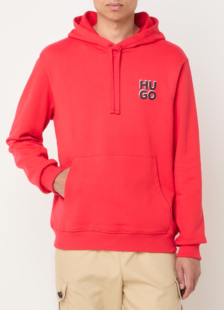 HUGO BOSS Hoodie with kangaroo pocket and logo print