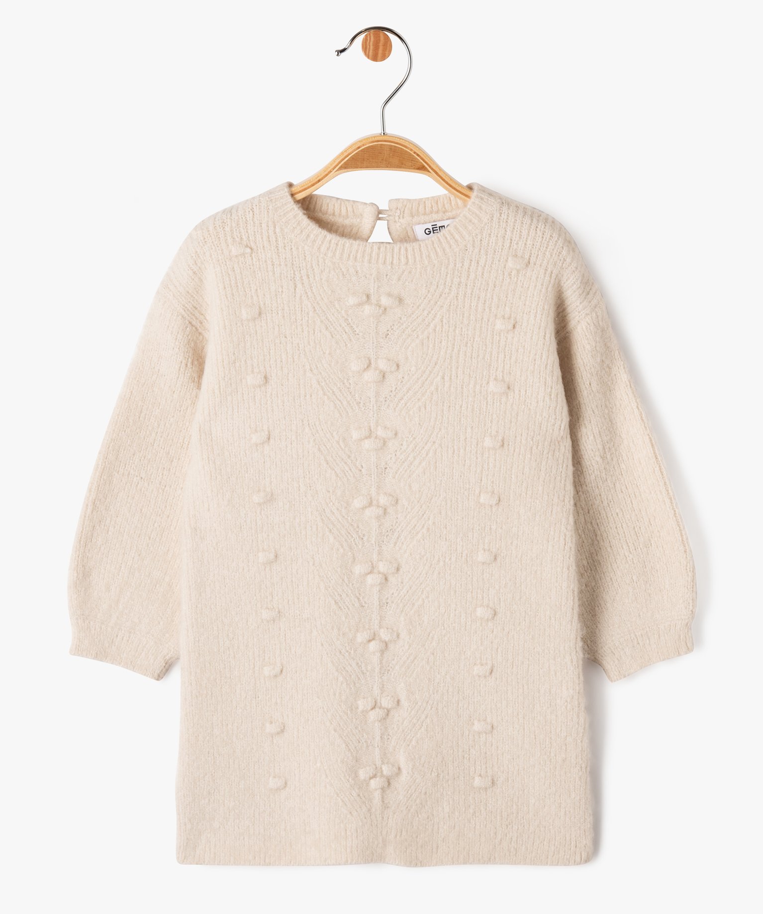 Robe pull en maille douce à relief bébé fille beige | GEMO