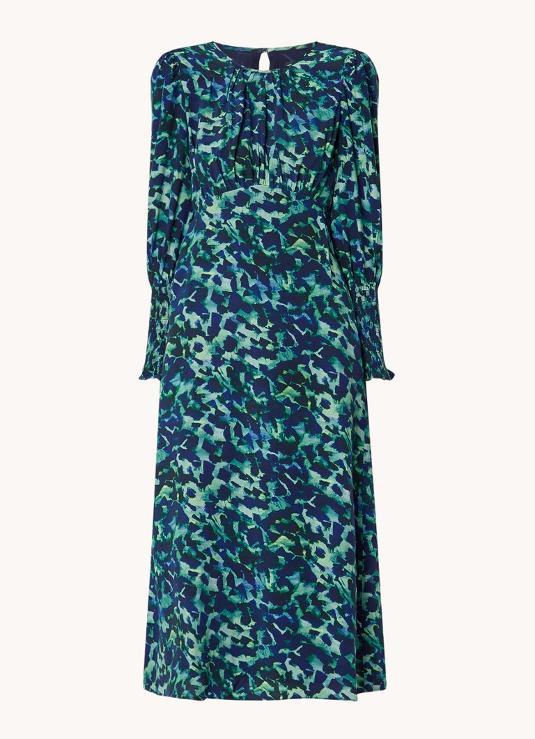Whistles Midi dress with graphic print and puff sleeves