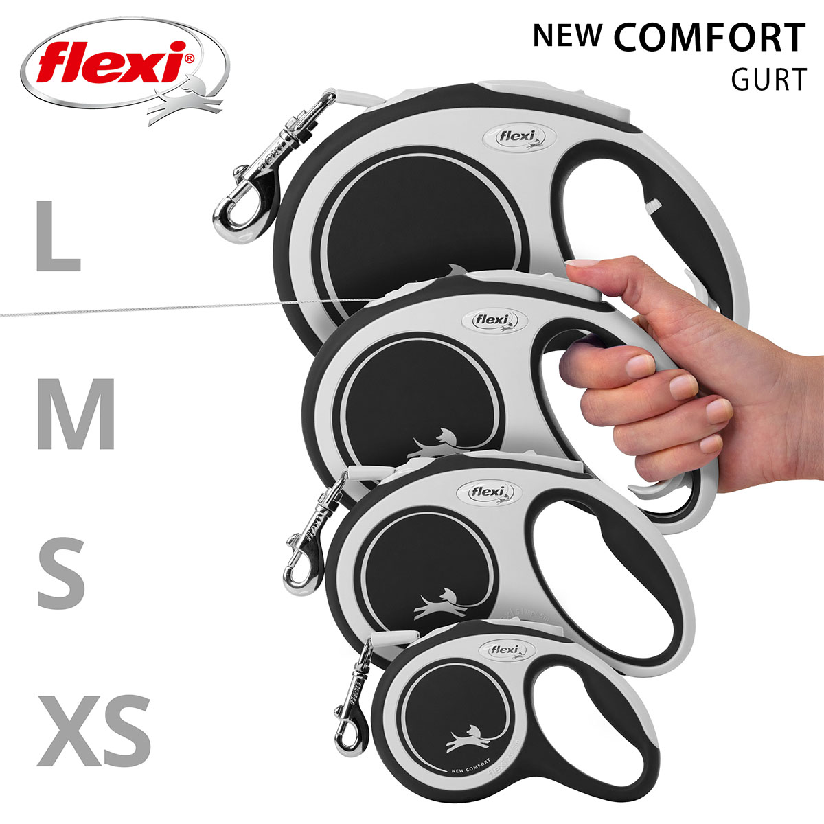 flexi New Comfort Gurtleine schwarz günstig kaufen bei ZooRoyal