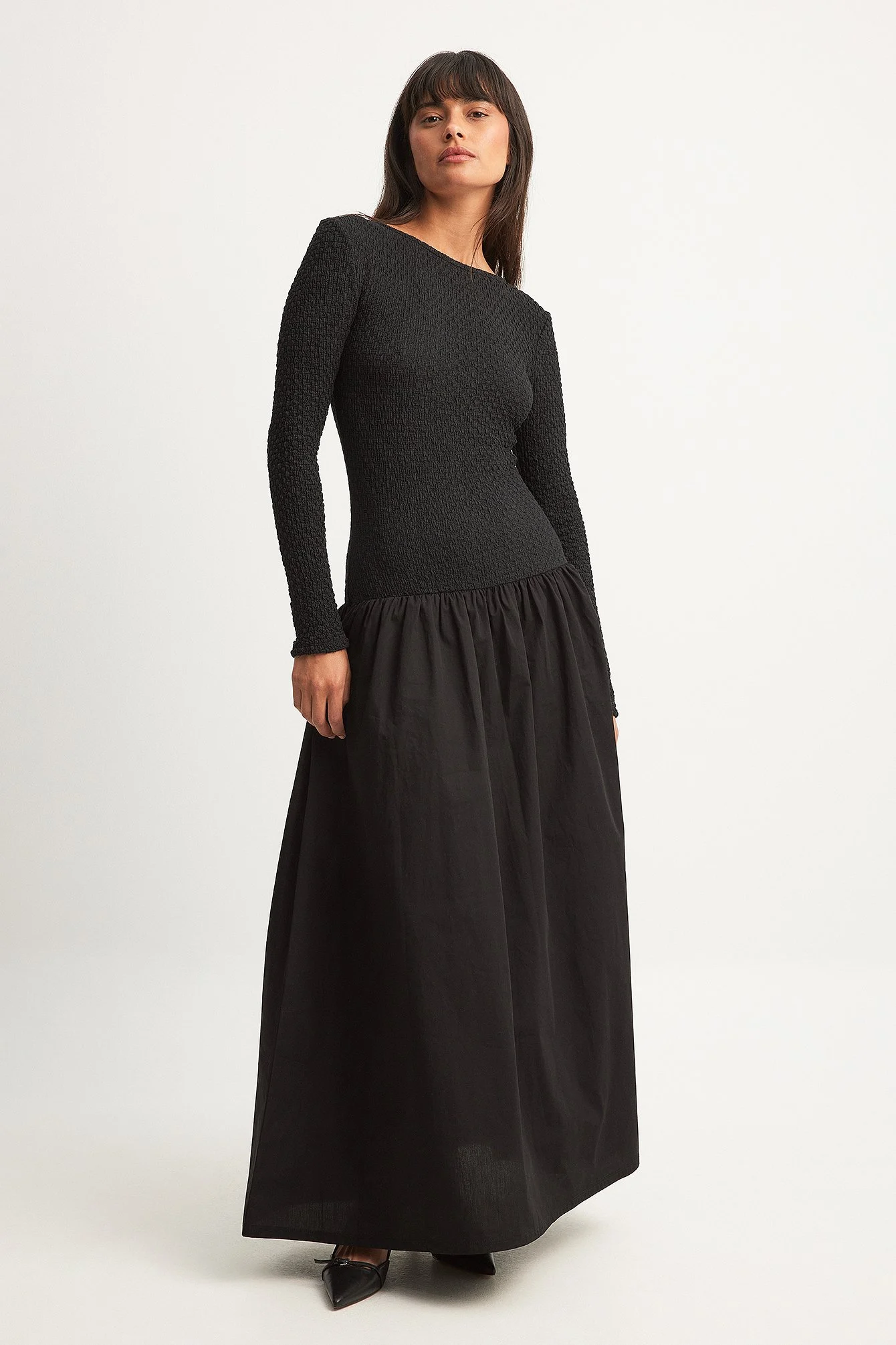 Midikleid aus Jersey-Popeline