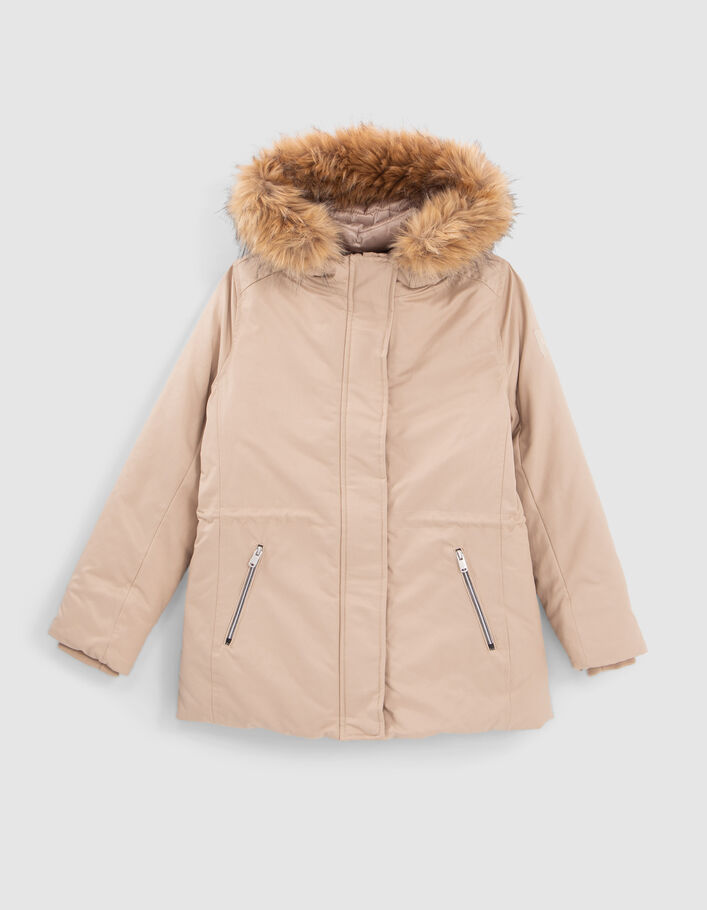 Parka beige avec parmenture amovible fille