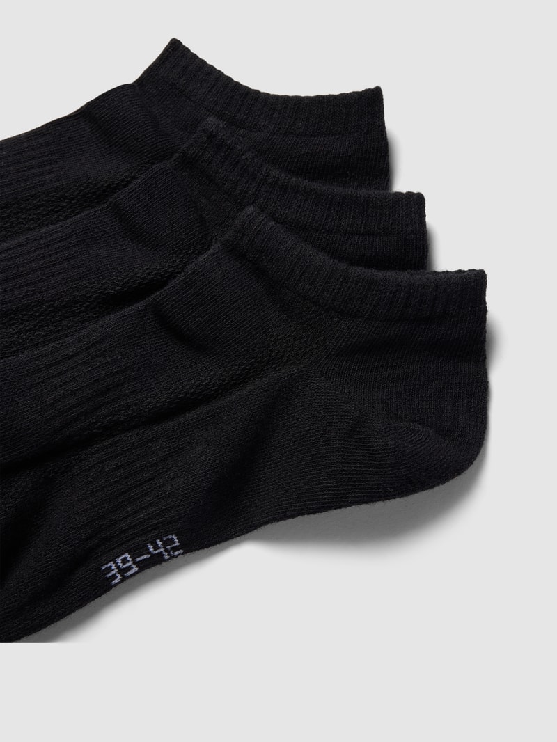 Sneakersocken mit elastischen Einsätzen im 3er-Pack in schwarz