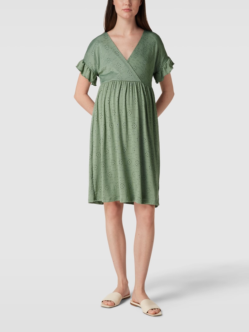 Umstands-Kleid mit Lochstickerei Modell 'Dinne Tess' in khaki