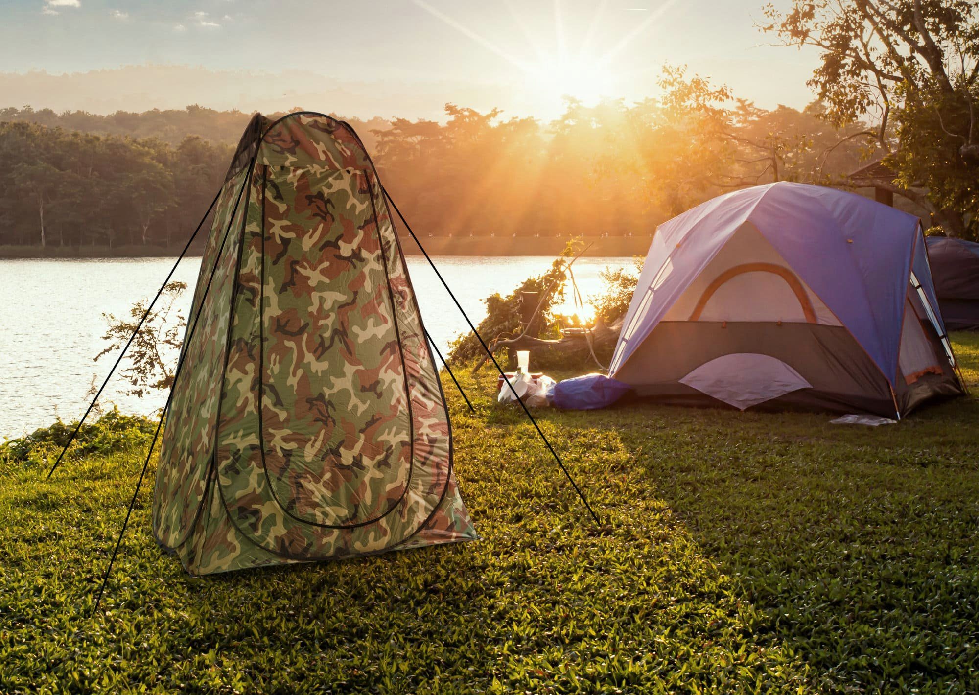 Stagecaptain Wurfzelt TZC-190 Quixie Camouflage Pop-up Toilettenzelt, Personen: 1 (inkl. praktischer Tragetasche), für viele Outdoor-Anwendungen wie z.B. als Duschzelt, Umkleide