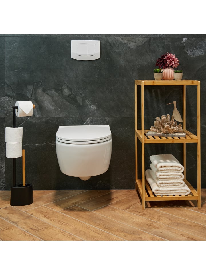 relaxdays WC Garnitur in Schwarz - (B)16 x (H)66,5 x (T)11 cm günstig kaufen onesize