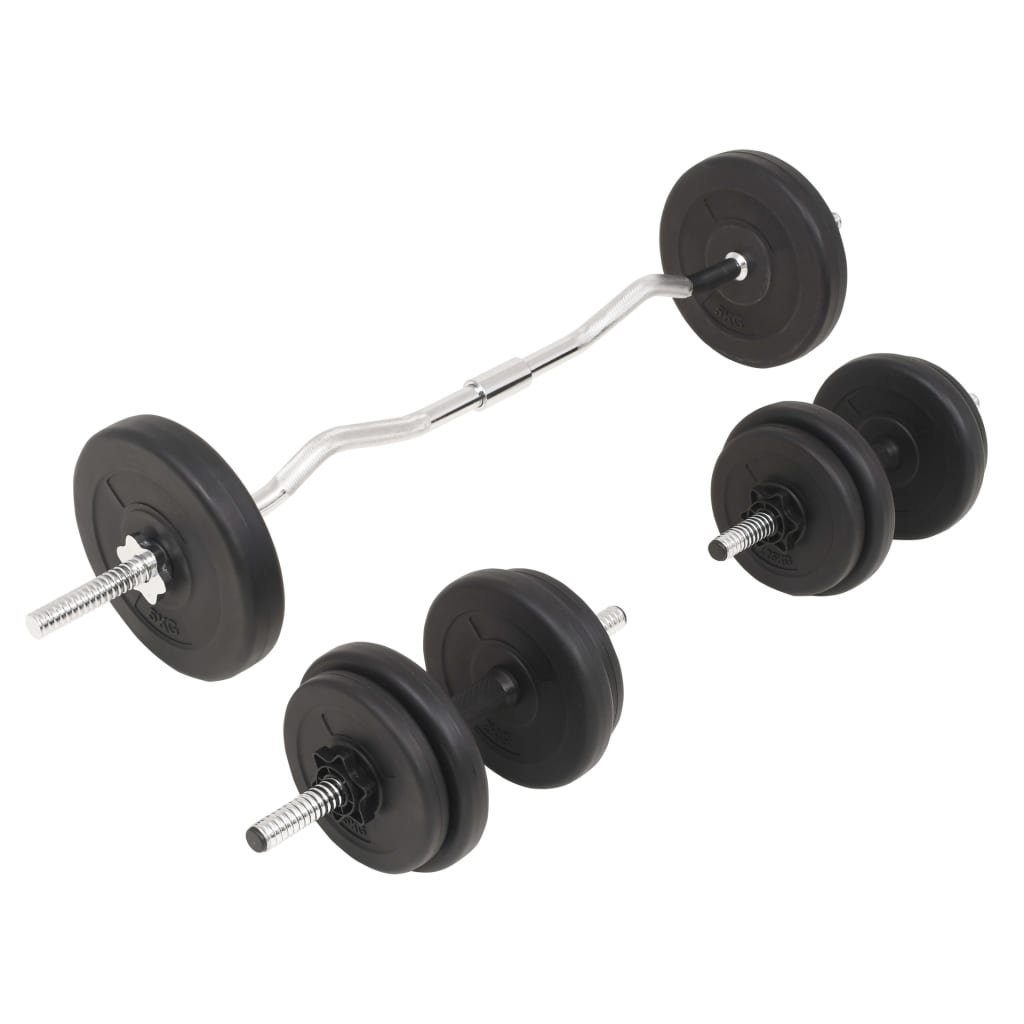 vidaXL Hantel-Set Langhantel- und Kurzhantelset 30 kg