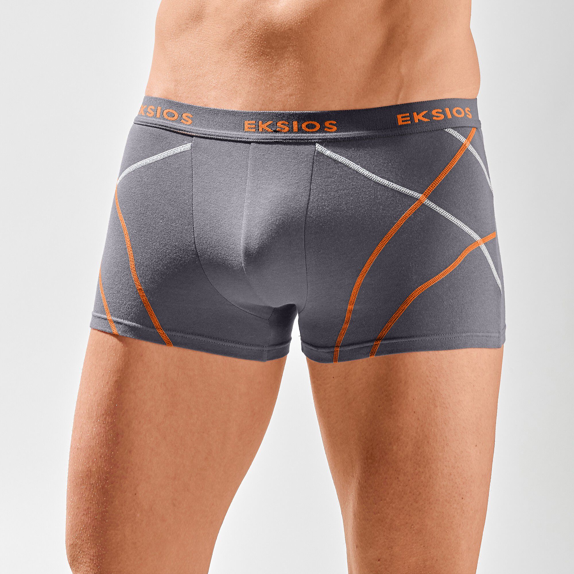 Boxer fermé uni élastiqué surpiqûres contrastées