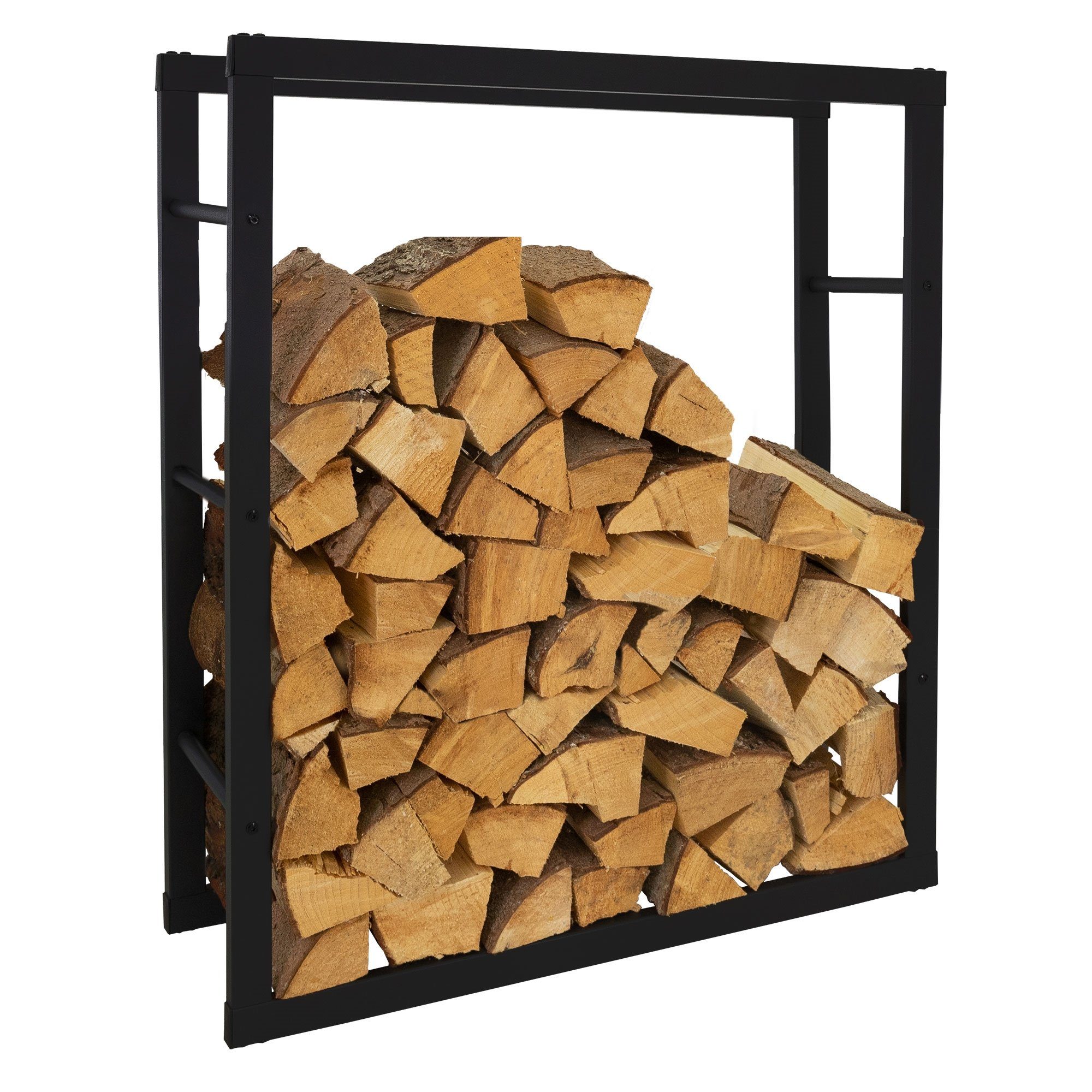 ML-DESIGN Kaminholzregal Brennholzregal Holzaufbewahrung Kaminholzständer Kaminholzhalter, BxTxH:25x80x100 cm, Schwarz 80x100x25cm rechteckig Metall Innen/Außen