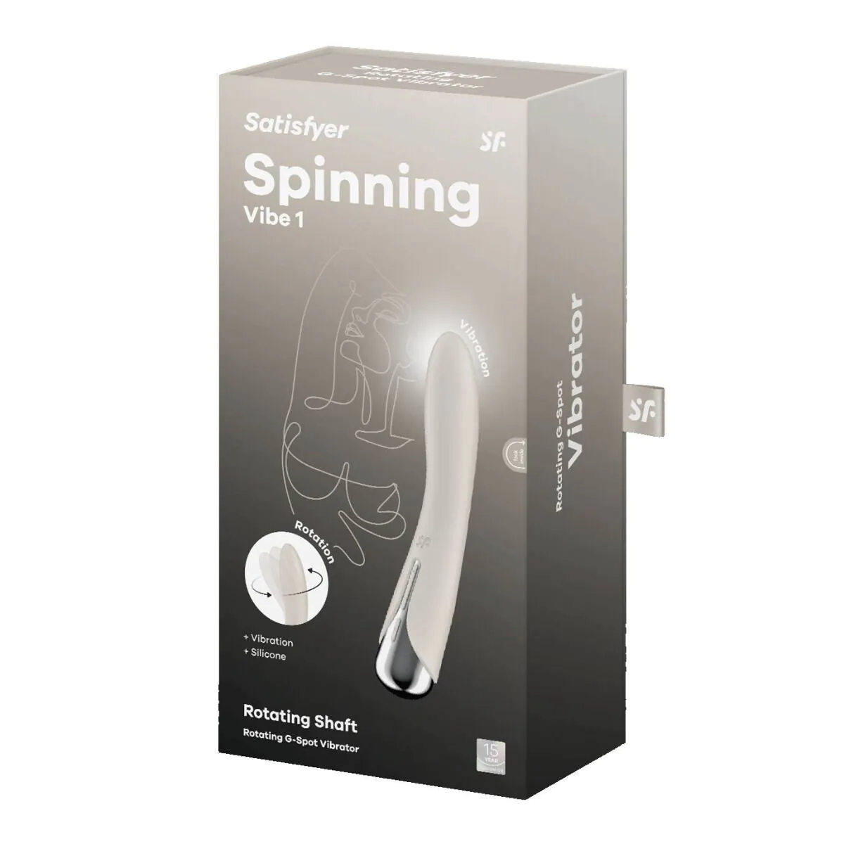 „Satisfyer Spinning Vibe 1 Beige“ – intymios erdvės masažuoklis (1 vnt.).