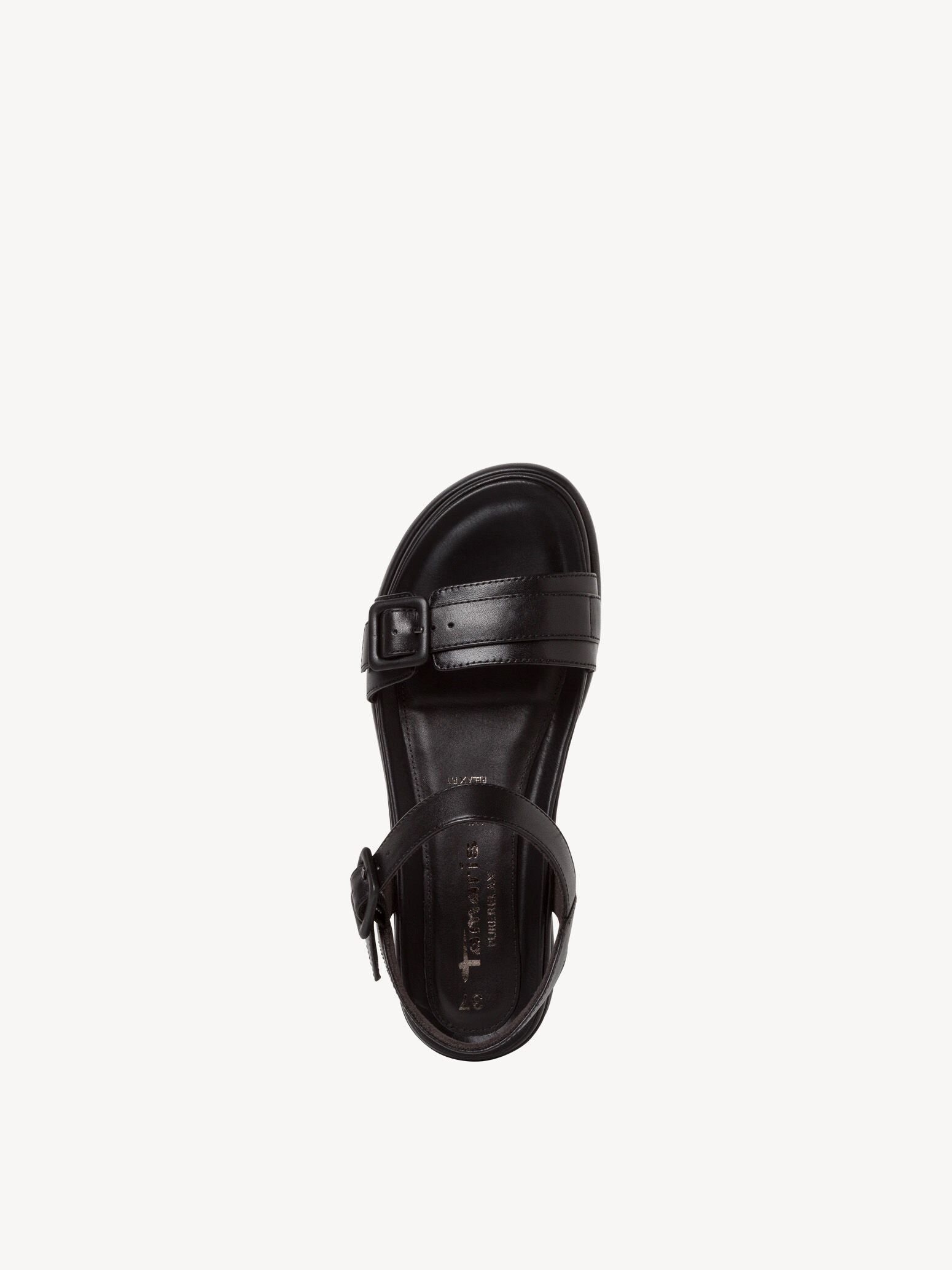 Sandale à talon en cuir - noir