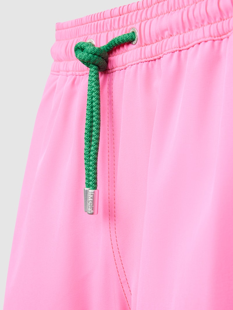 Badehose mit Label-Stitching Modell 'COMFORT' in neon pink