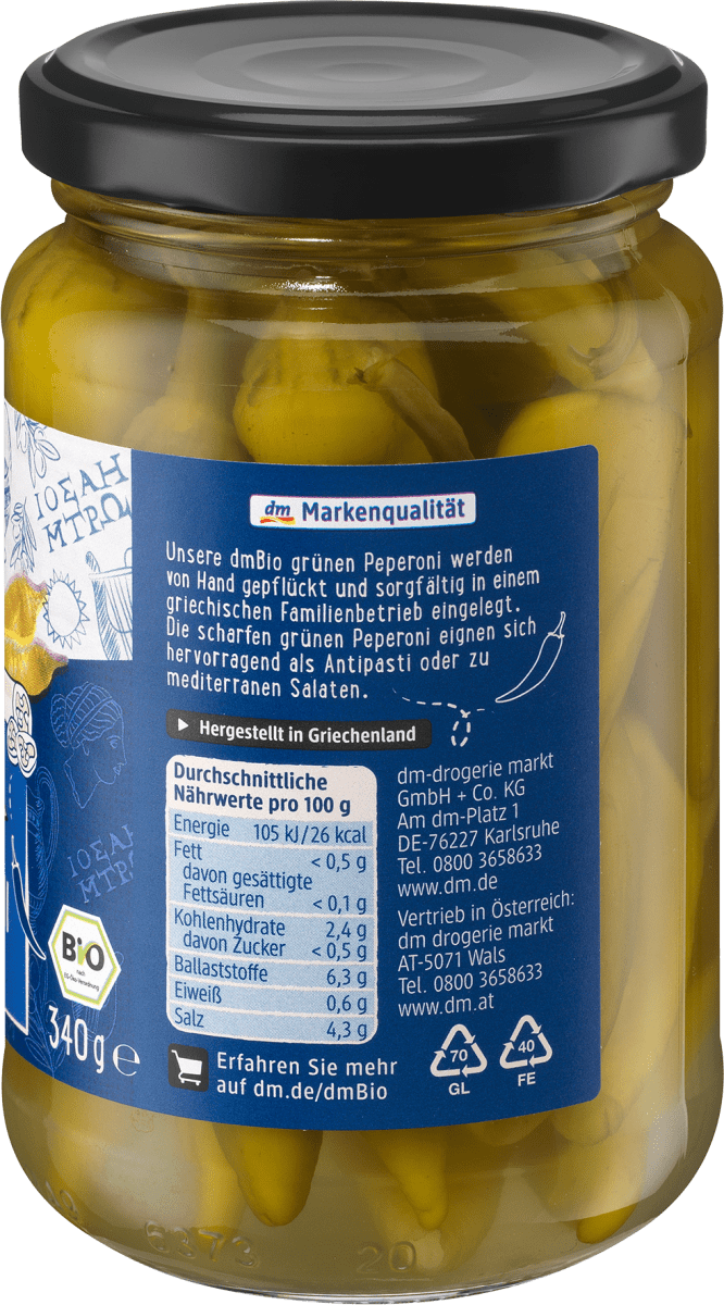 Grüne Peperoni, scharf, 170 g