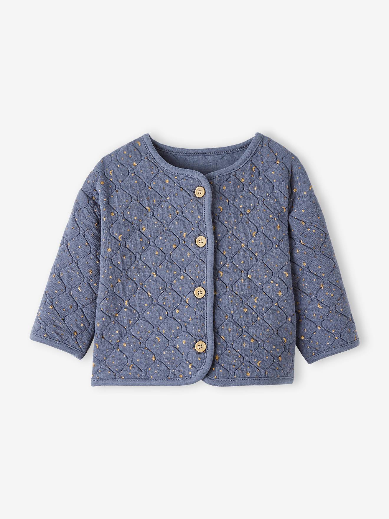 Gilet matelassé bébé imprimé étoilé bleu grisé imprimé