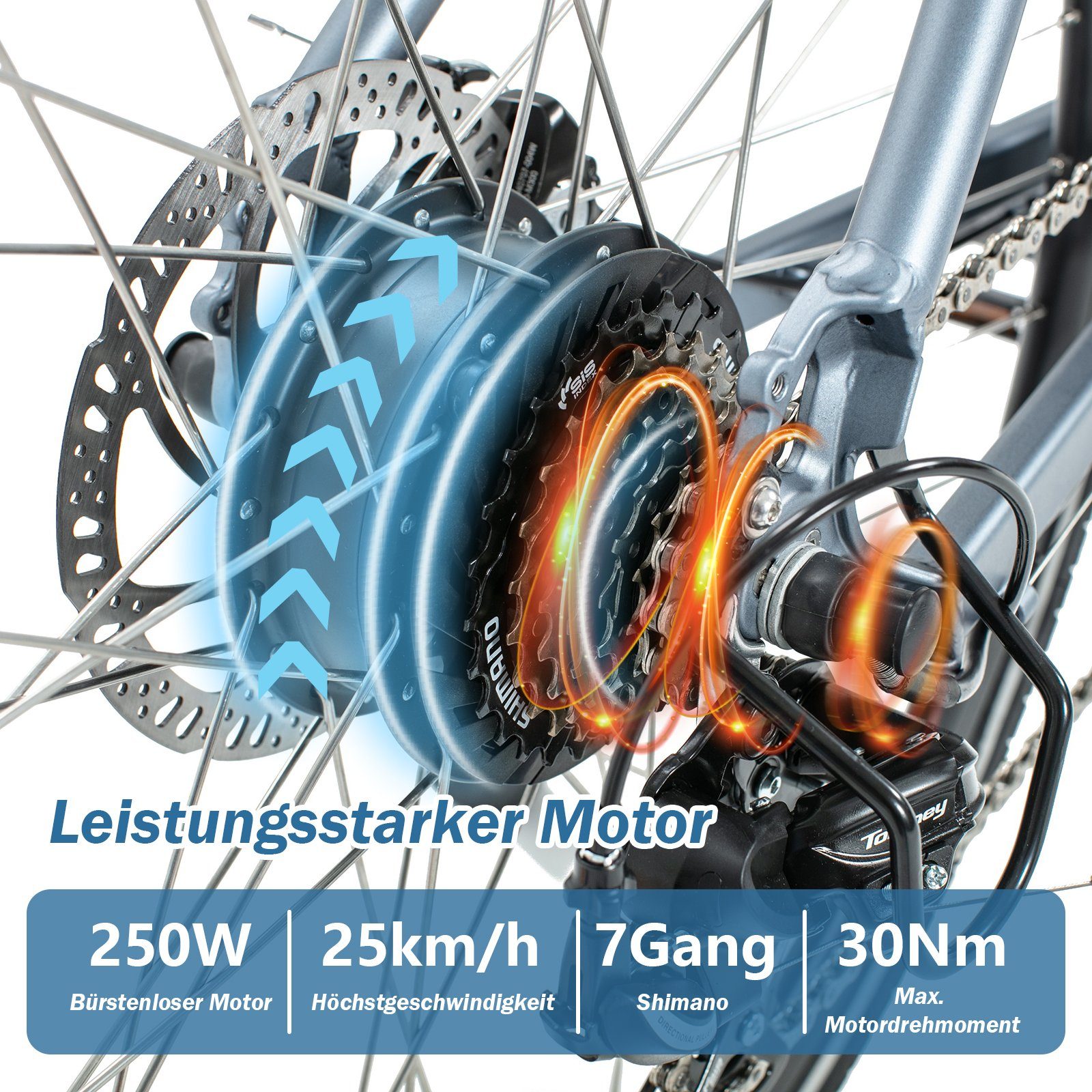 JOBOBIKE E-Bike 27,5 Zoll E-Trekking Viva mit 36V 10,4/14Ah LG Akku, 7 Gang Shimano, Kettenschaltung, Heckmotor, 375,00 Wh Akku, (Elektrofahrräder mit abnehmbar Akku), City-Pedelec für Damen Herren 160 - 185 cm