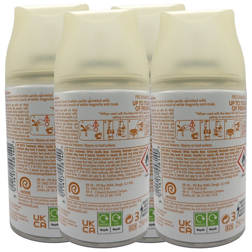 Air Wick Raumduft White Vanilla Bean (4 x 250ml, 4-St), Freshmatic Nachfüller