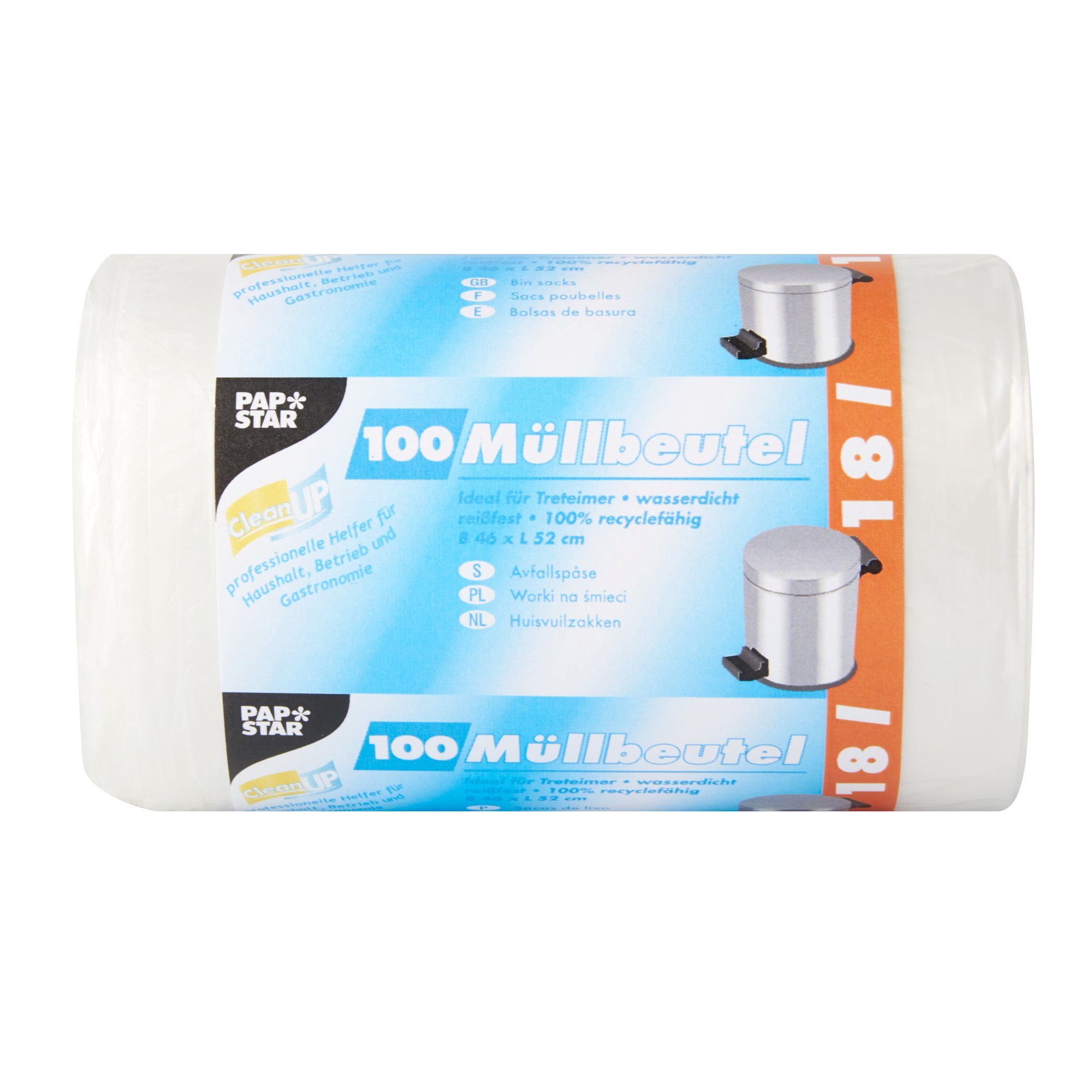 PAPSTAR Müllbeutel 100 Müllbeutel, HDPE 18 l 52 cm x 46 cm weiss