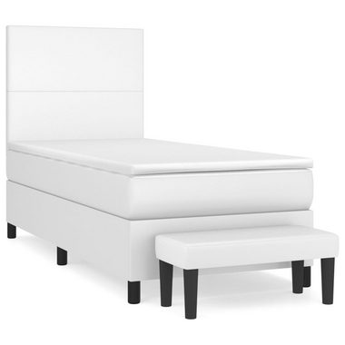 vidaXL Bett Boxspringbett mit Matratze Weiß 80x200 cm Kunstleder