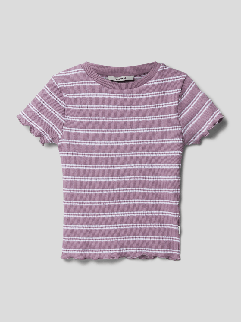 T-Shirt mit Streifenmuster Modell 'MARGIN' in flieder