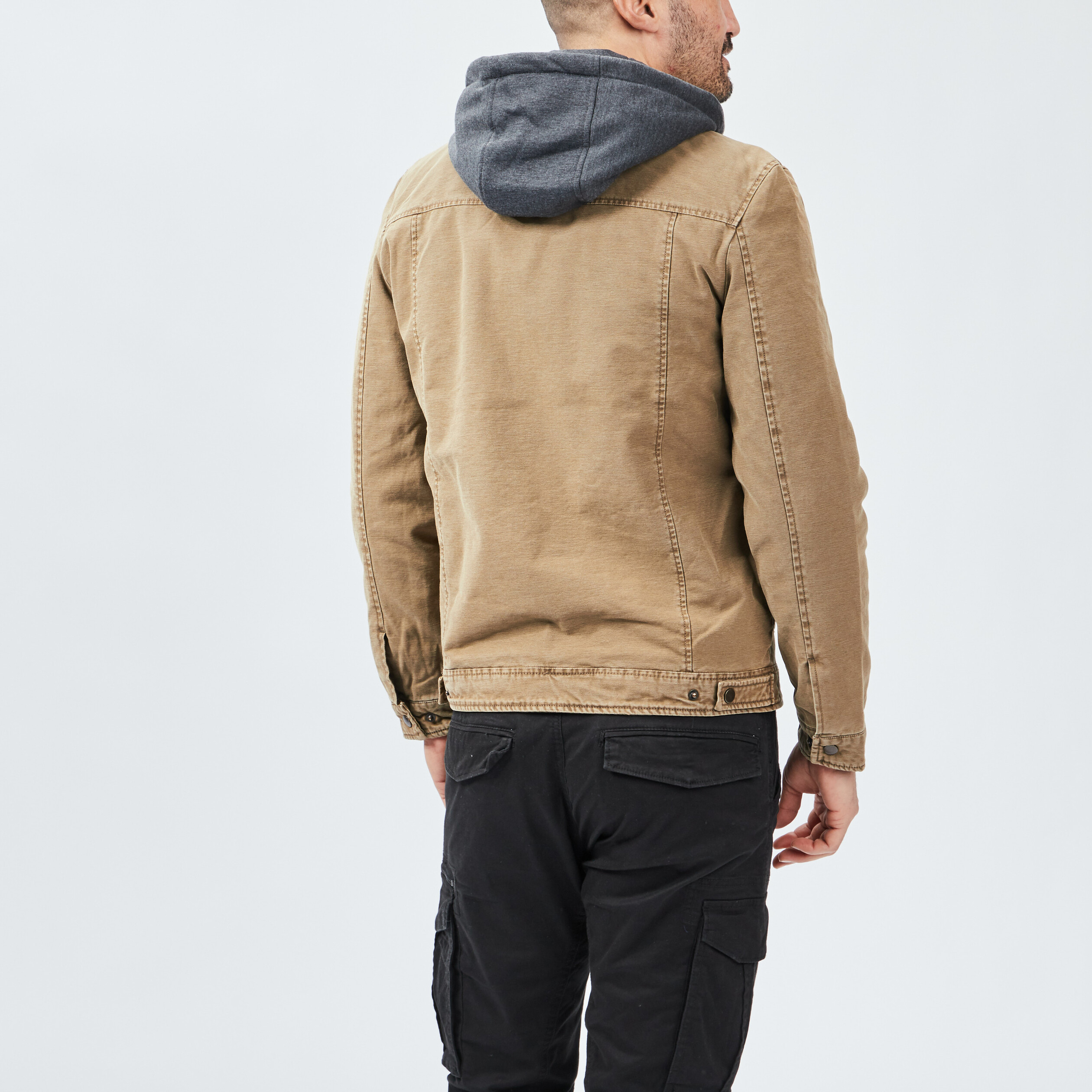 Blouson droit avec capuche Trappeur vert kaki homme | La Halle