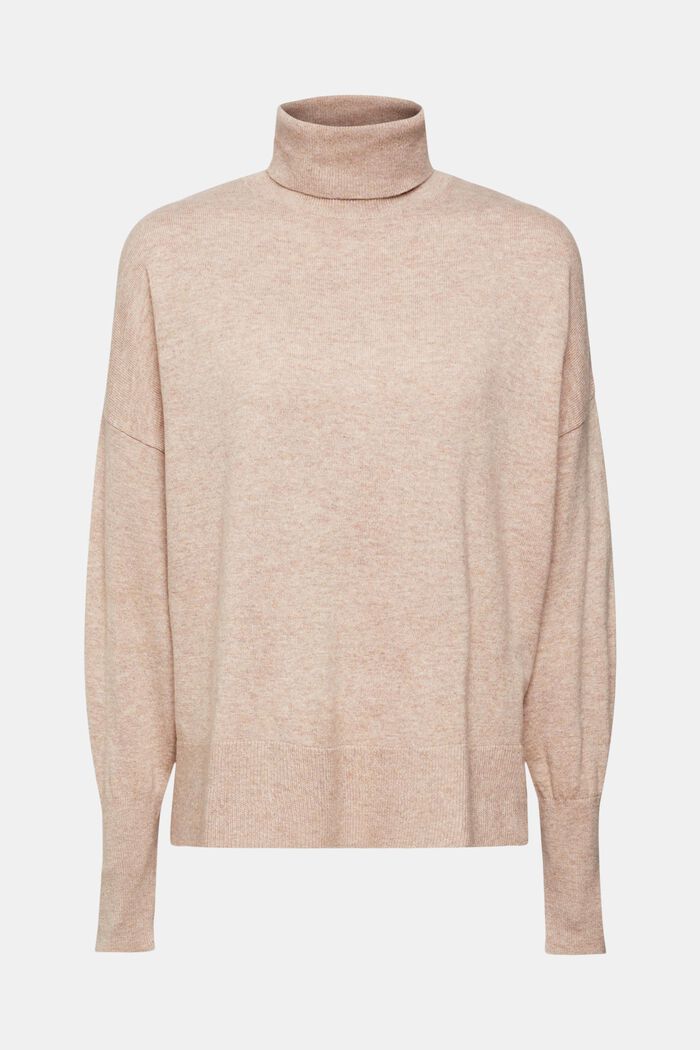 Rollkragenpullover aus Wollmix mit Kaschmir