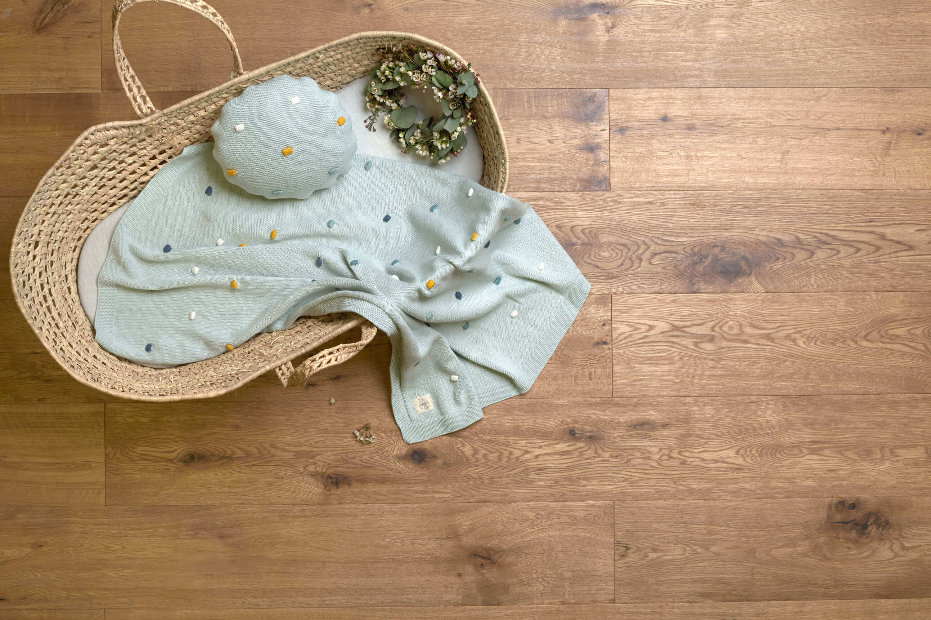 Babydecke - Bio Baumwolle, Dots, Light Mint