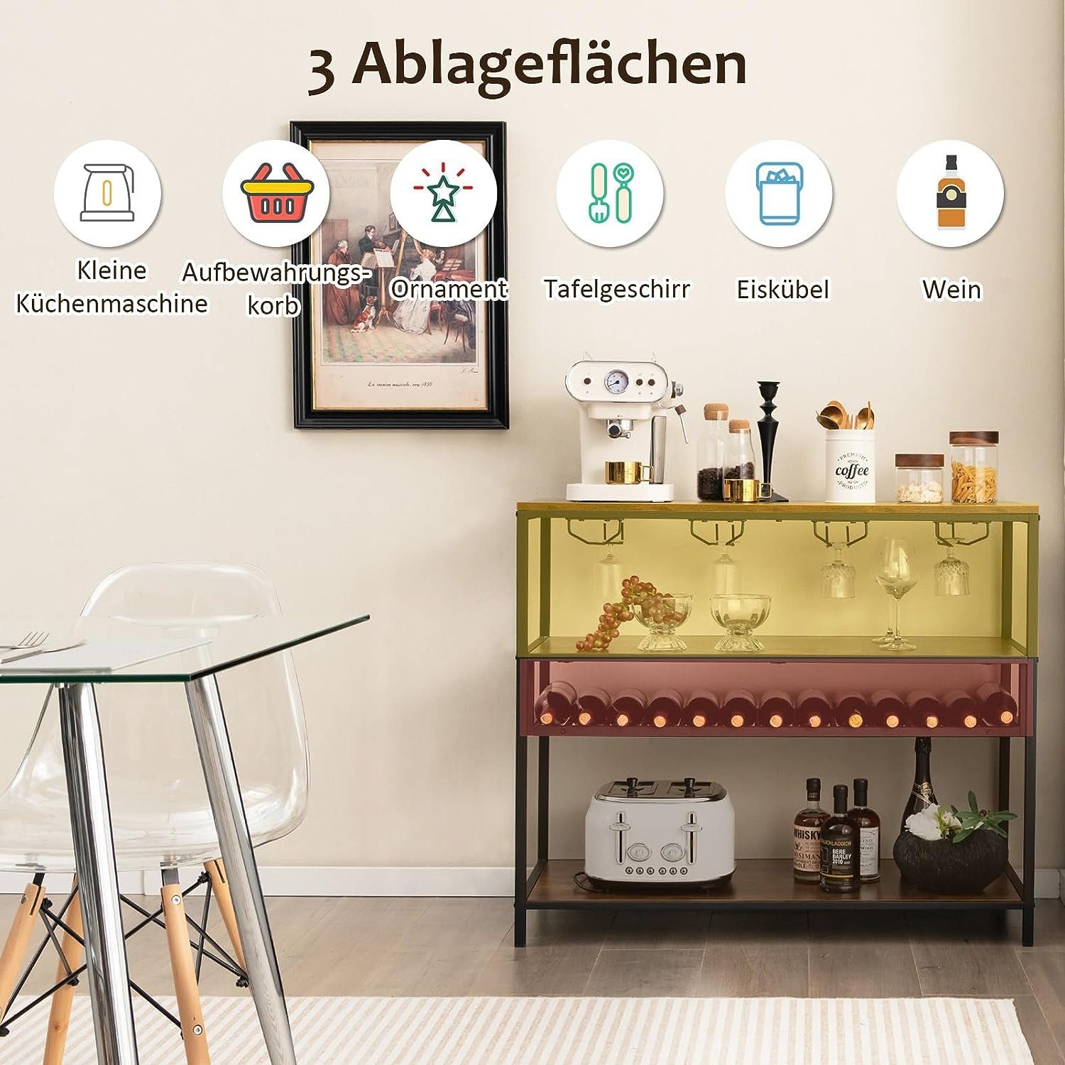 KOMFOTTEU Weinregal Flaschenregal, für 13 Flaschen