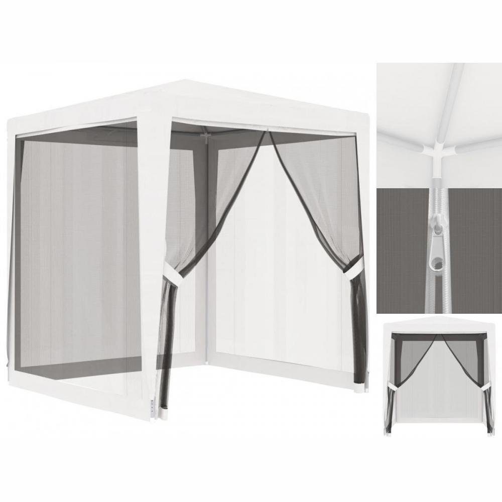 vidaXL Pavillon Partyzelt mit 4 Netz-Seitenwänden 2 x 2 m Weiß Garten