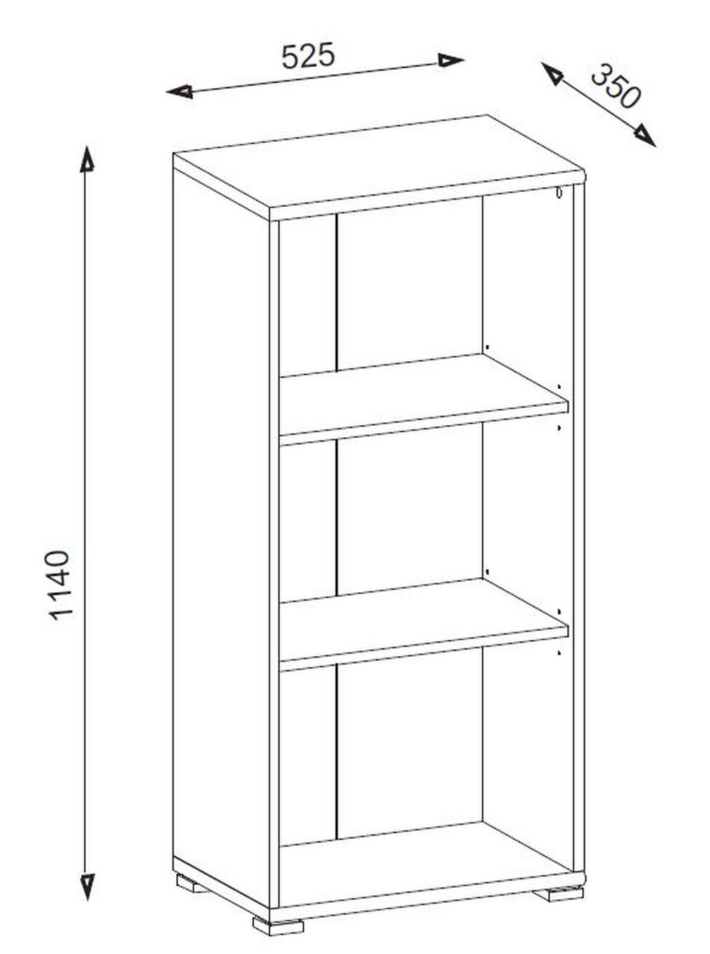 PREISBRECHER Aktenregal Clermont, BxHxT: 52,5x114x35 cm, in weiß mit 3 Fächern und 2 Einlegeböden