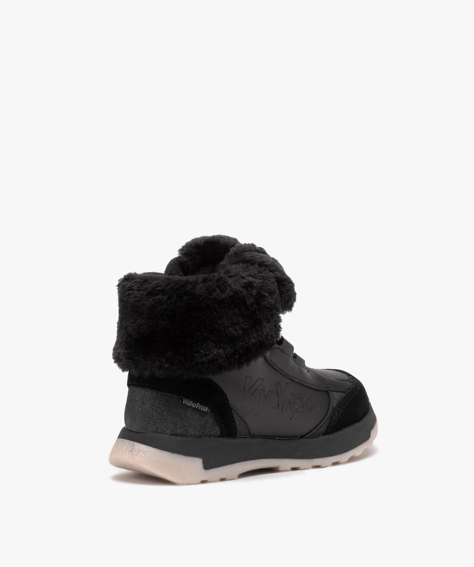Boots fille unies à col fourré retourné - Kickers noir | GEMO