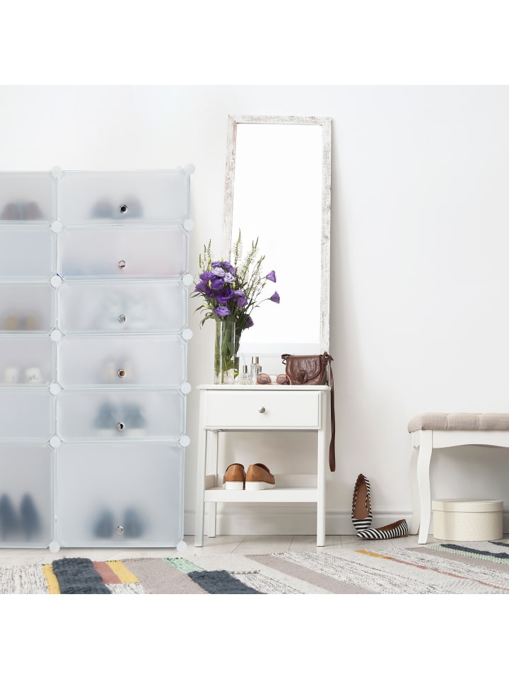 relaxdays Schuhregal in Weiß - (B)94 x (H)125 x (T)37 cm günstig kaufen onesize