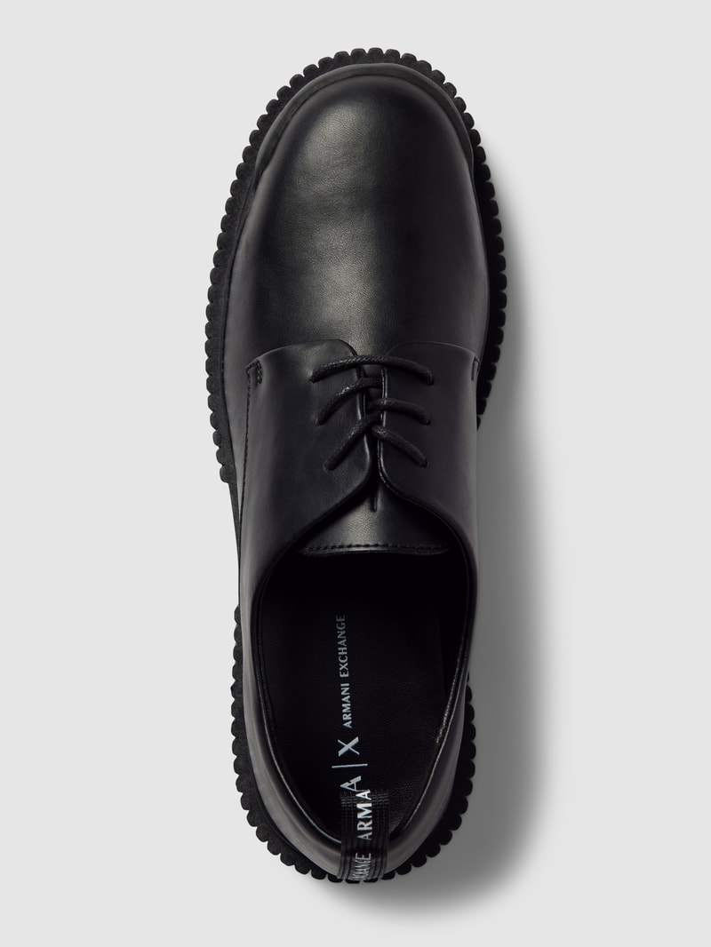 Schnürschuhe aus echtem Leder mit Label-Detail in schwarz
