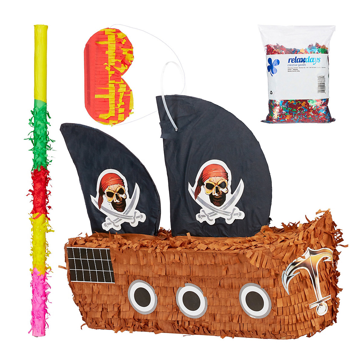 4-tlg. Pinata Set Piratenschiff