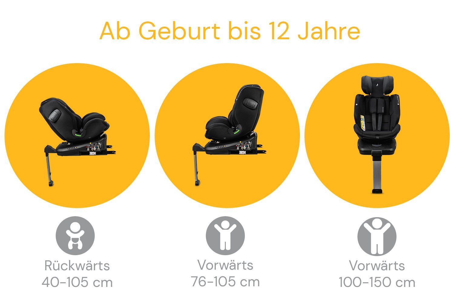 Osann Autokindersitz Eno360 SL i-Size, ab: Geburt, bis: 12 Jahre, drehbarer Reboarder mit Isofix und Standfuß - 40-150 cm