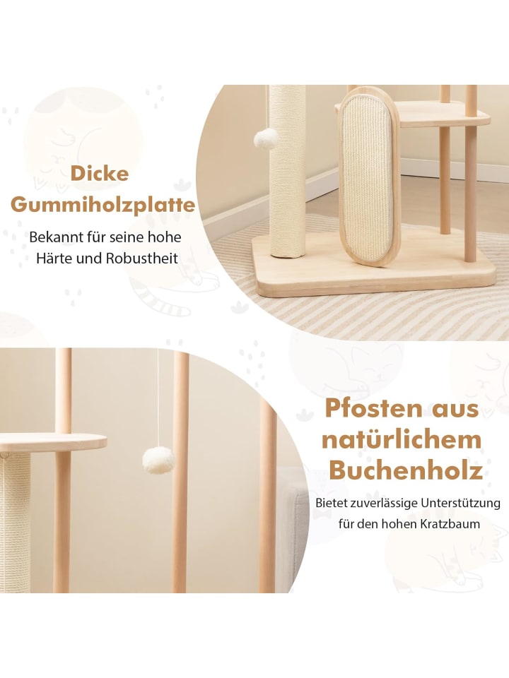 COSTWAY Kratzbaum Holz 112cm in Beige günstig kaufen onesize