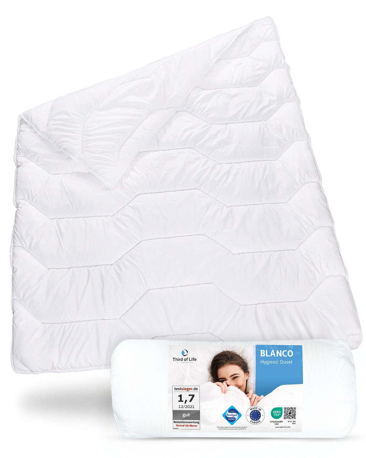 4-Jahreszeitenbett, BLANCO Ganzjahresdecke, Third of Life, Sanitized Ausrüstung gegen Bakterien & Milben, für Allergiker geeignet