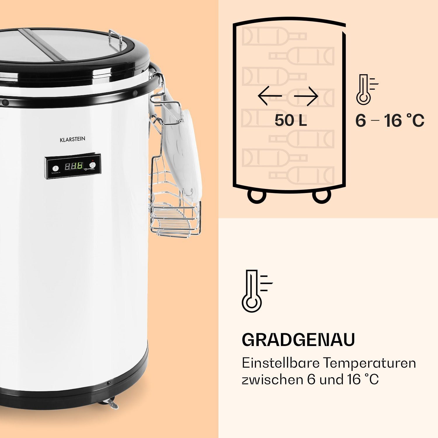 Klarstein Table Top Kühlschrank ICE4-MR.-Barbot 10026371A, 82 cm hoch, 43 cm breit, Getränkekühlschrank Flaschenkühlschrank Mobil Kompakt freistehend