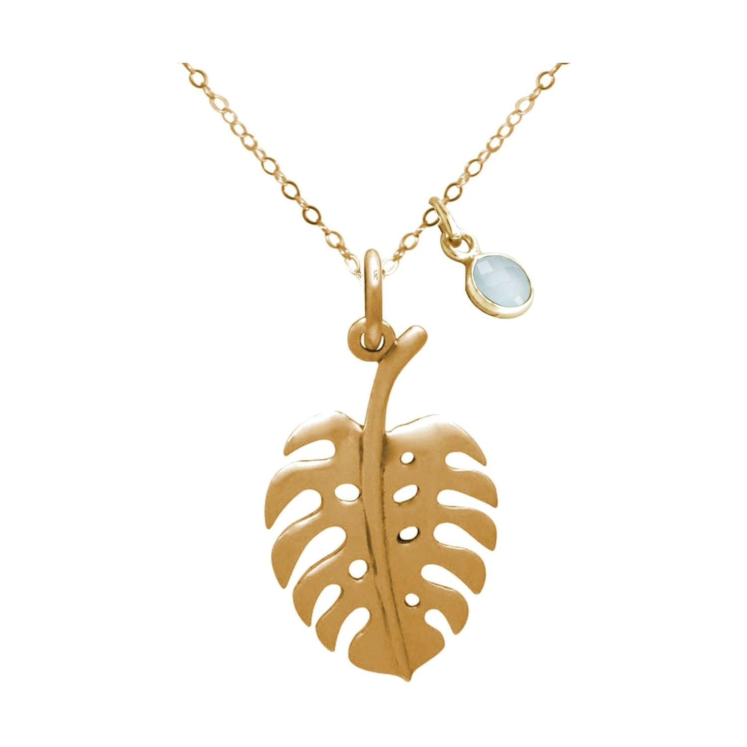 Kette mit Anhänger 'Tropisches Blatt CHALCEDON'