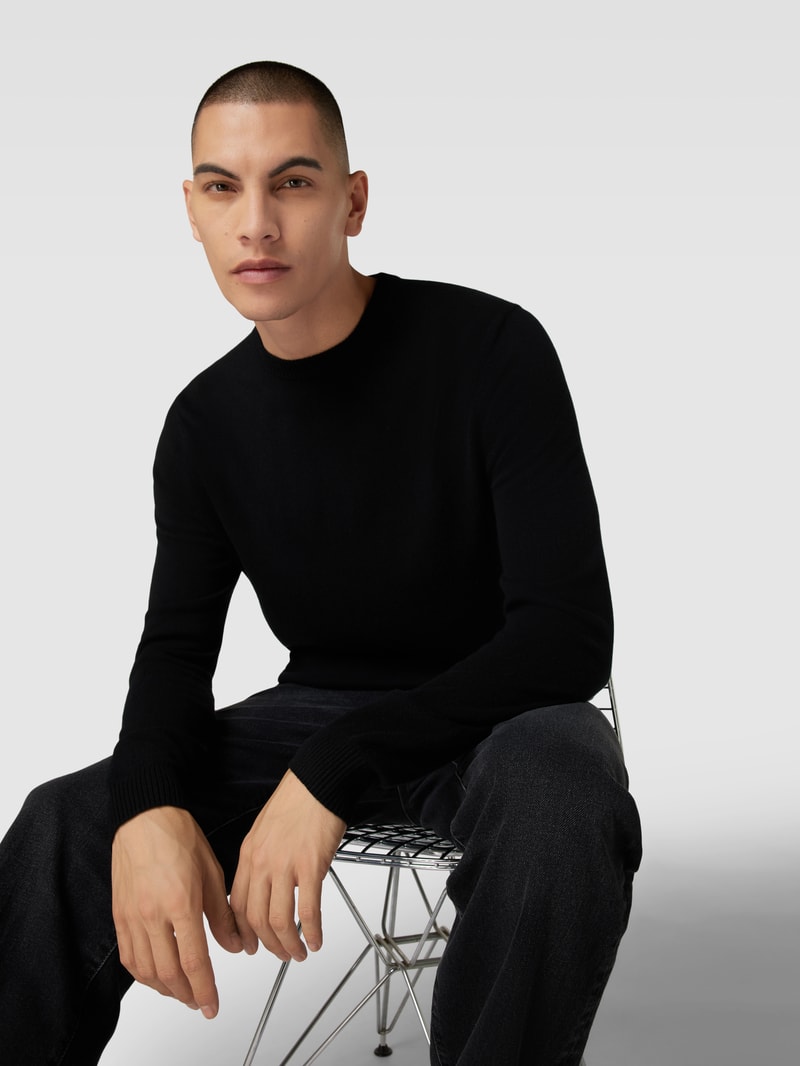 Strickpullover aus Kaschmir mit Rundhalsausschnitt in schwarz