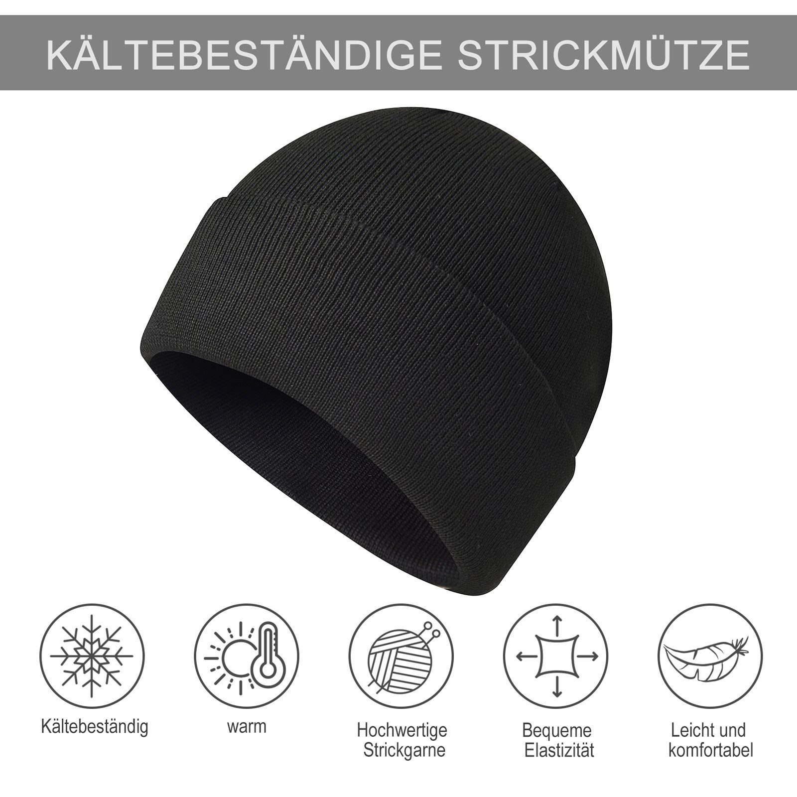CALIYO Schlupfmütze Wintermütze Herren Damen Strickmütze Beanie Mütze Wollmütze Winter Erwachsener klassisches Design Herrenmütze Weich Elastisch
