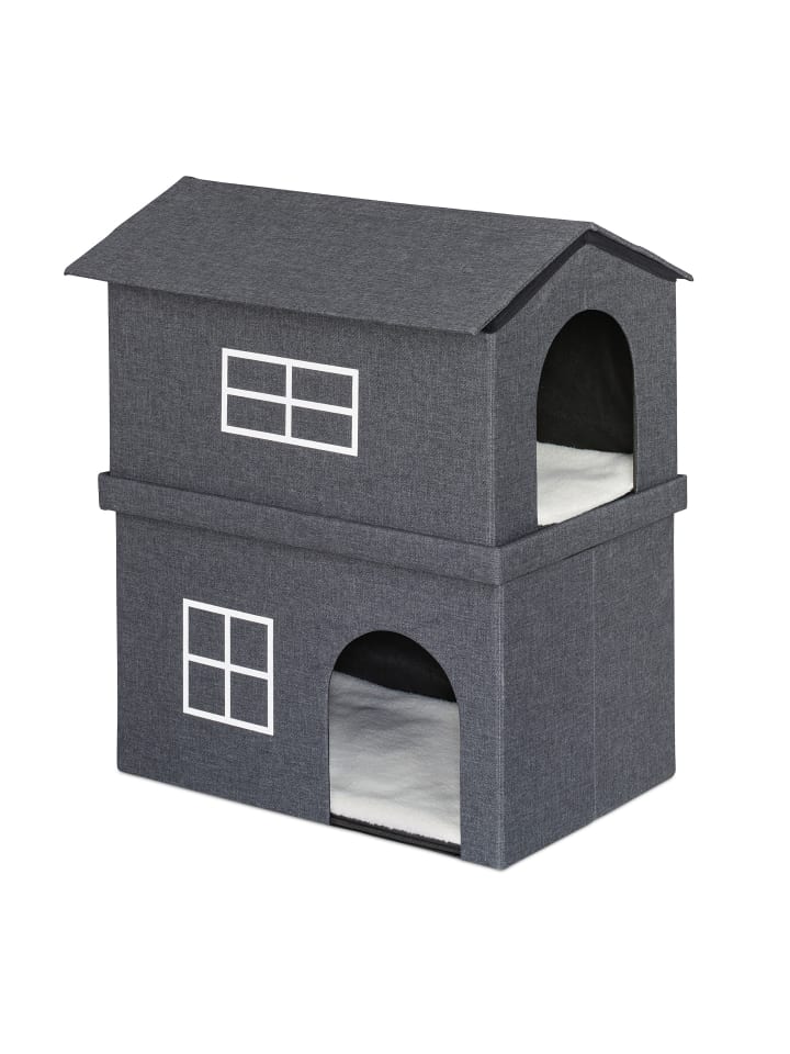relaxdays Katzenhaus in Dunkelgrau günstig kaufen onesize