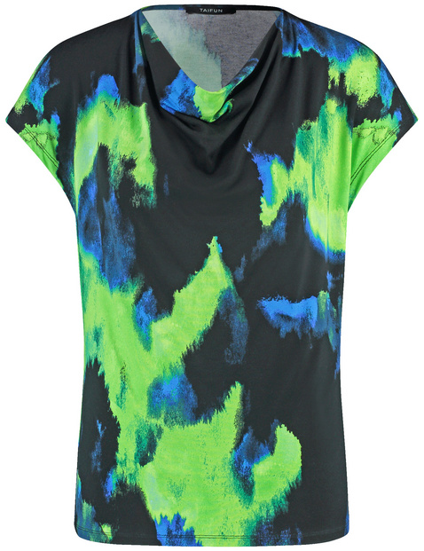 Kurzarmshirt mit Wasserfallausschnitt