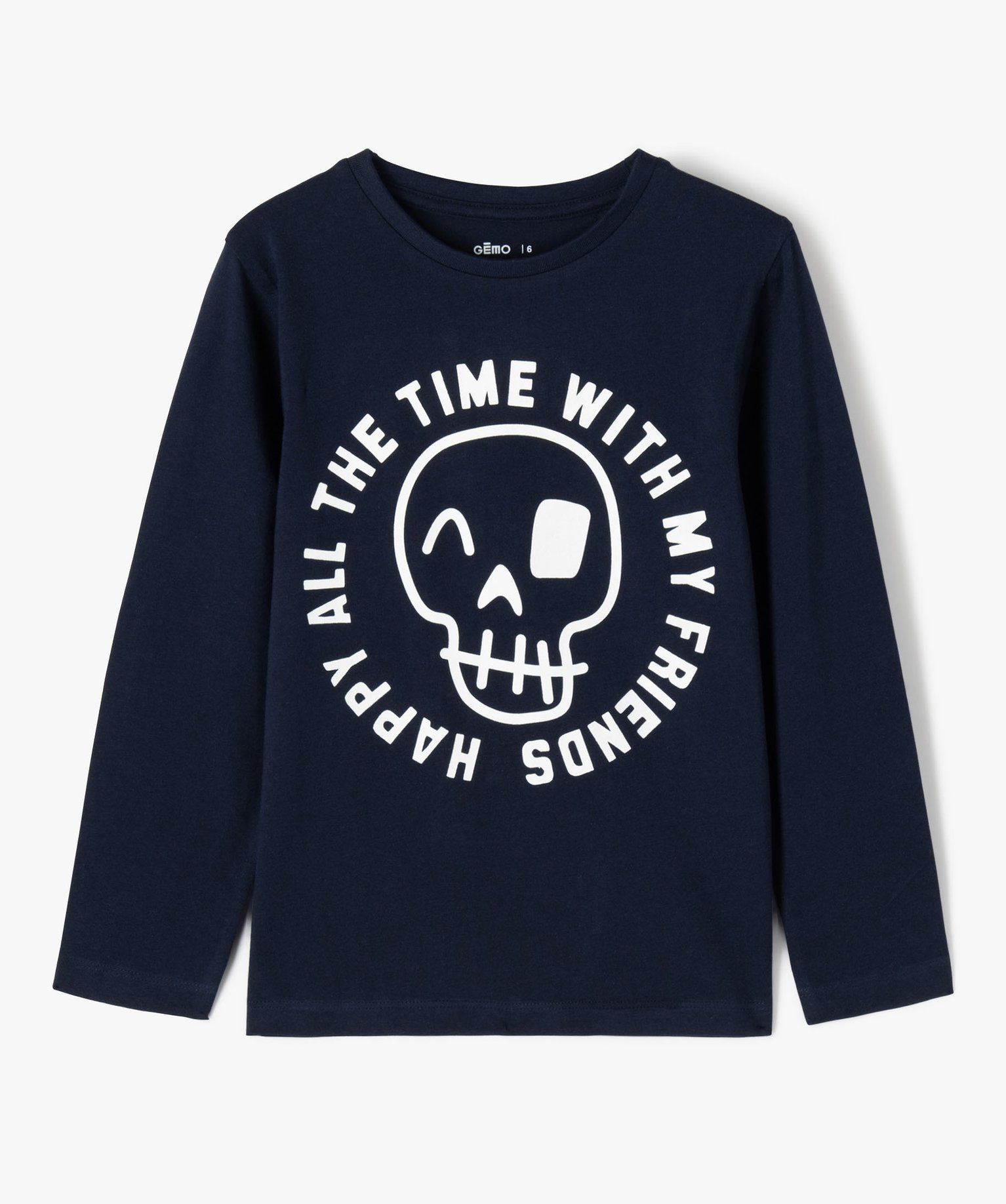 Tee-shirt à manches longues avec motif XXL Garçon marine | GEMO