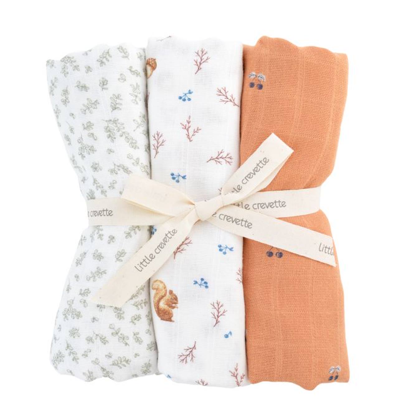 Lot de 3 langes en coton bio* Automne beige