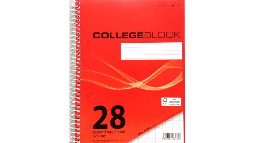 PAPERZONE Collegeblock A5 Lineatur 3 80 Blatt