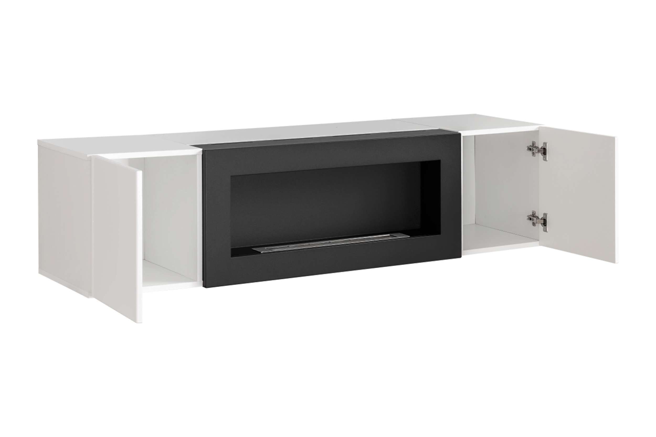 Stylefy Lowboard Fli SBK (TV-Kommode, TV-Schrank, Fernsehschrank), mit Kamin, viel Stauraum, stehend, Modern Design, Hochglanzfront, mit Push-to-Open, aus Holzwerkstoff