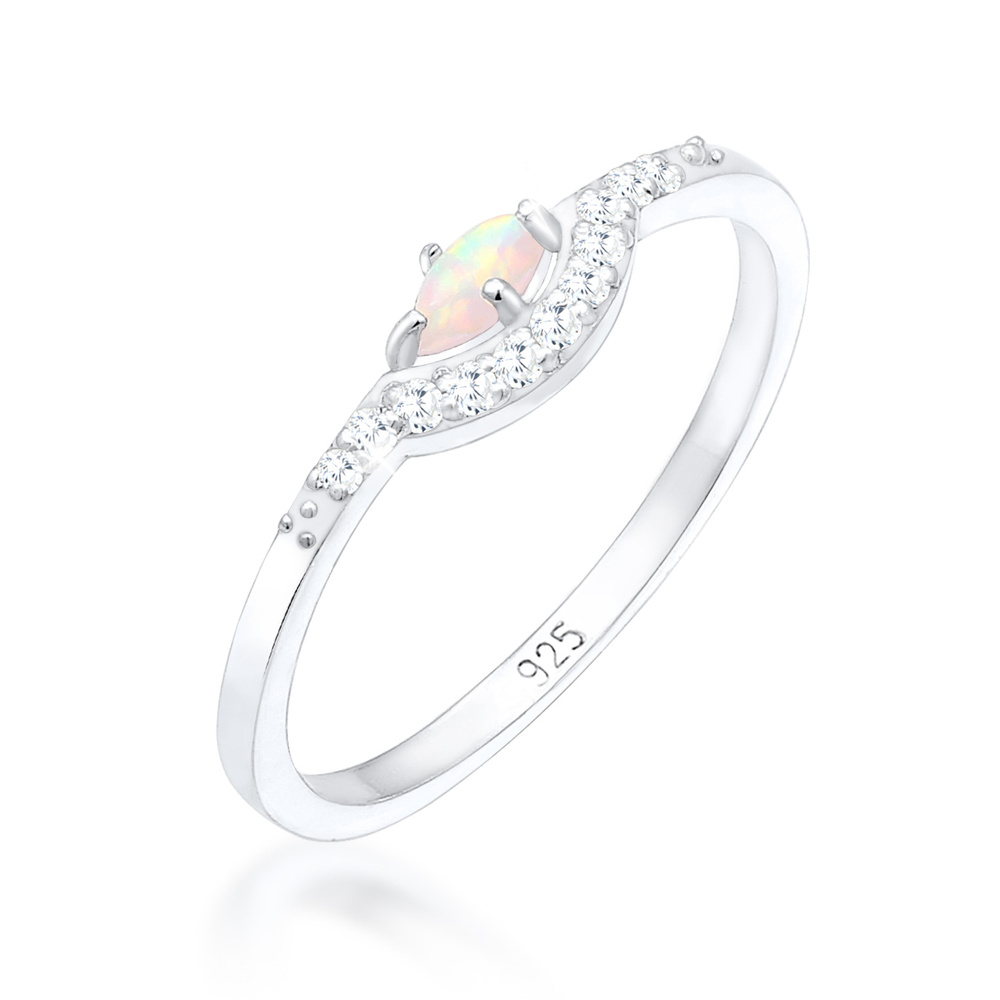 Elli Elli Bague Femme Précieuse Vintage avec Opale de Marquise Zircone en Argent Sterl Bague